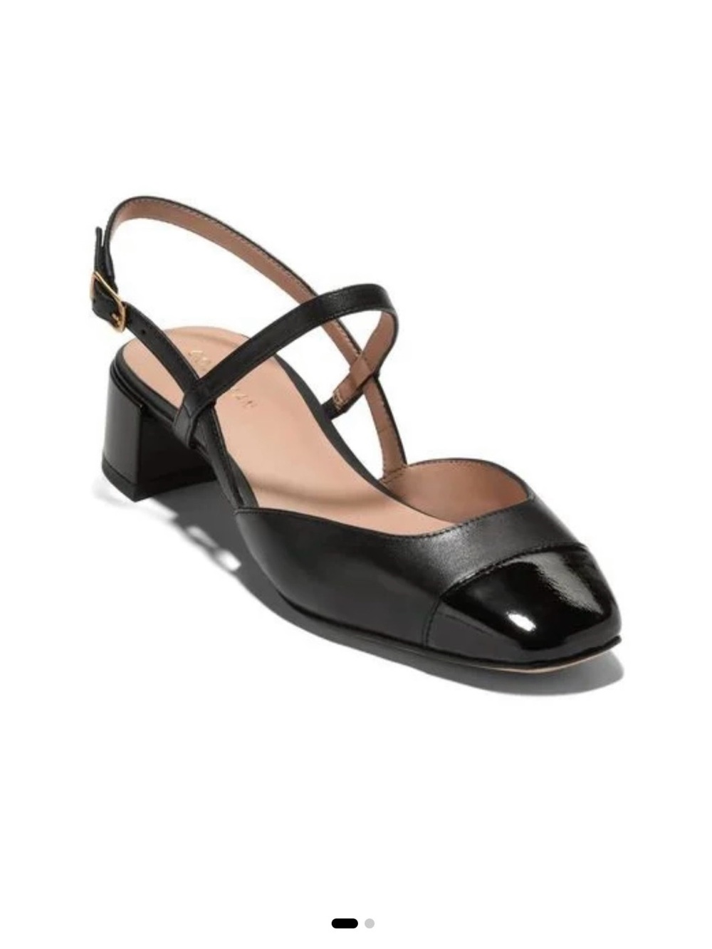 Cole Haan Black Leather Block Heel Slingback